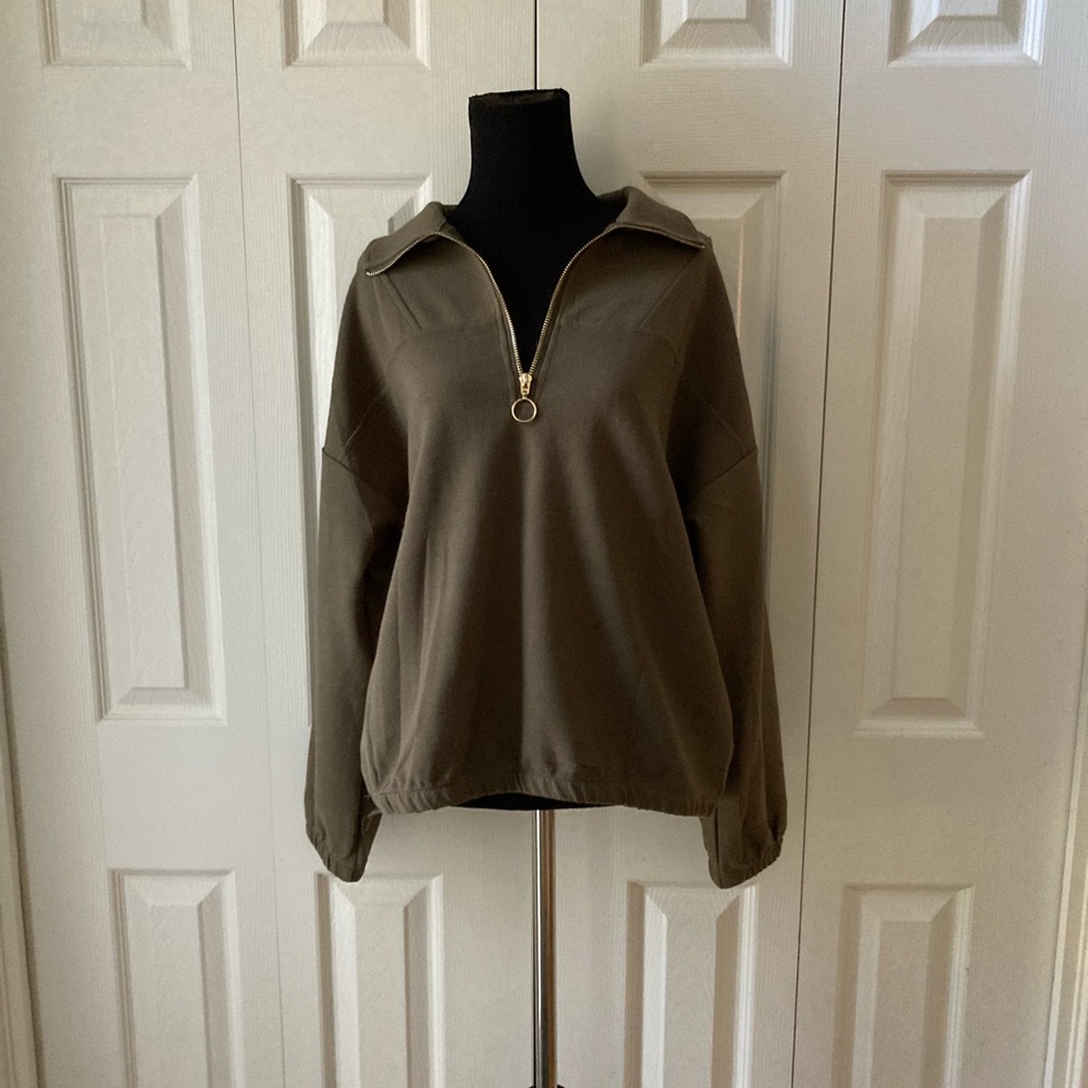 NWT Women’s Pretty Garden Sweatshirt Half Zip Collar Pullover Oversized SZ S - Picture 8 of 10